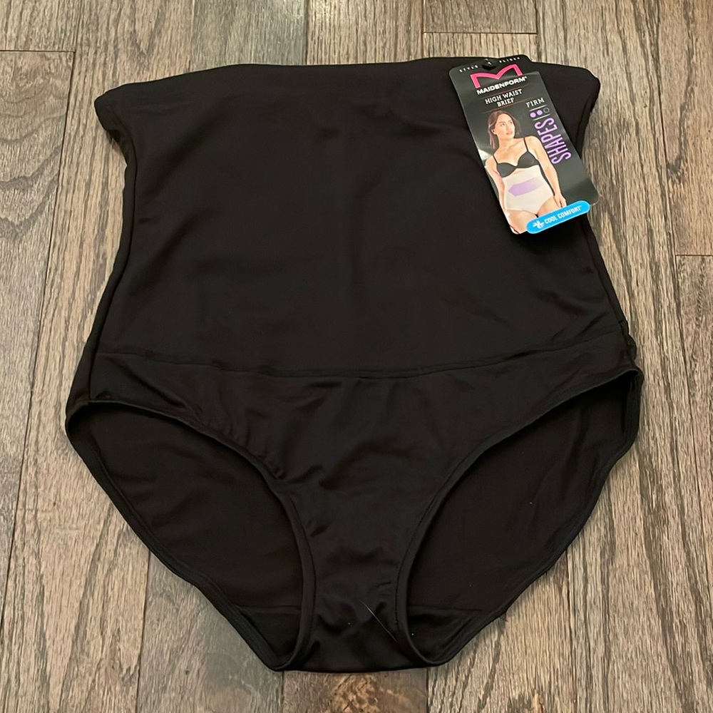 Maidenform Shapes Firm High Waisted Brief Flexess Black L Cool Comfort NWT